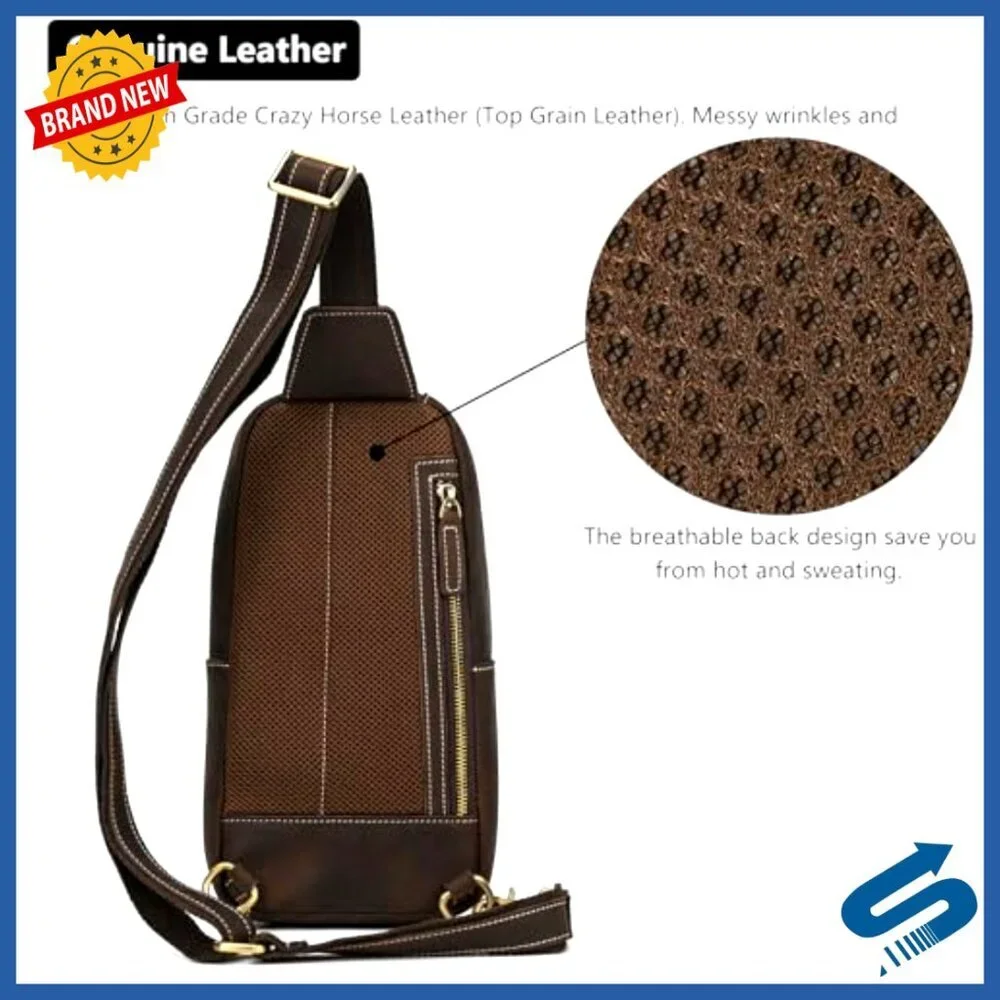 Genuine Leather Sling Bag Crossbody Shoulder Bag Men's Compact Travel